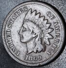 1869 INDIAN HEAD CENT - FINE - W REPUNCHED DATE & DIGITS In DENTICLES  *SNOW-5b*
