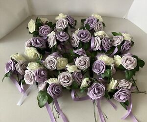 18 Wedding Aisle Decoration Purple Cream Bouquets Chair Back Flower Aisle Decor