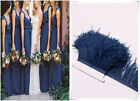 Navy Blue Ostrich Feather Trims Fringes Sewn on Feather 1 Yard  (USA)