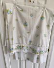 Vintage Montgomery Ward Percale Full Sized Flat sheet Floral border Cottage Core