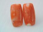 ANTIQUE STERLING SILVER NATURAL CORAL STONE EARRINGS