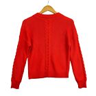 Cabi Knit Sweater Women's Small Orange Cable Button Up Long Sleeve Topper