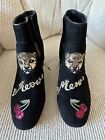 New Kate Spade New York Love Meow Cherry Sequin Heel Zipper Ankle Boot Size 9.5