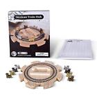 Wooden Mexican Train Hub with 8 Metal Trains and Score Pad
