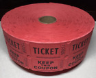Roll of 2000 Red Double Stub Raffle Tickets Split the Pot 50/50