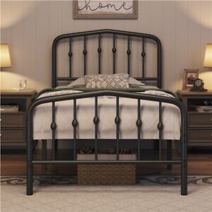 Twin/Full/Queen Bed Frames Metal Platform Bed with Arched Headboard/Footboard