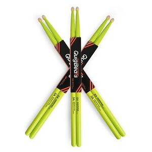 QuigBeats Drum Sticks, Hickory 5A Drumsticks Set for Adults & Kids, Green
