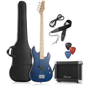Full Size Electric Bass Guitar w/ 15-Watt Amp - Right Handed Beginner Kit