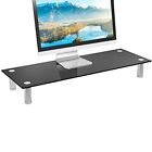 Tempered Glass Monitor Riser Desktop Stand Height Adjustable Table Top for Fl...