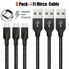 3 PACK 6Ft Micro USB 3.0 Fast Charger Data Sync Cable Cord LG HTC Android
