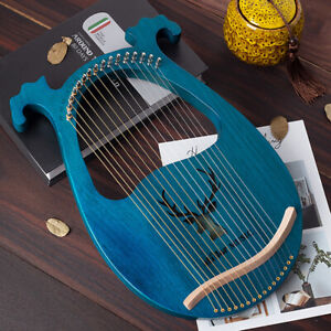 New Lyre Harp,16 Metal String Harp Solid Wood Mahogany with Tuning Wrench Gift