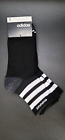 Adidas Men's 3pk High Quarter Socks with Logo, Size 6-12 Black White NWT