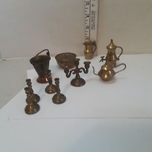 Brass Dollhouse Miniatures Lot  Vintage made in INDIA 10 PIECES