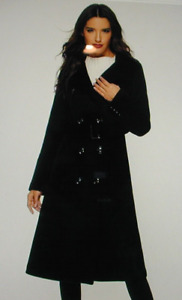 Escalier Womens Wool Double Breasted Pea Coat Winter Trench Coat w/Belt-SZ L!