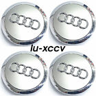 Audi 69mm Grey Chrome Wheel Rim Center Hub Caps Emblem 4PC Set 4B0601170A (For: Audi)