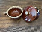 Vintage Hull Brown Drip Glaze Soup Bowl with handle and lid (2 bowls one lid)