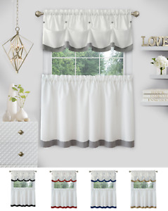 Country Farmhouse 3 Pc Solid Cafe Kitchen Curtain Tier & Tucked Valance Set