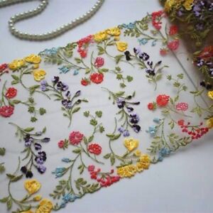 1 Yard Charming Bilateral Embroidered Tulle Lace Trim Sewing Dress Bra DIY Craft