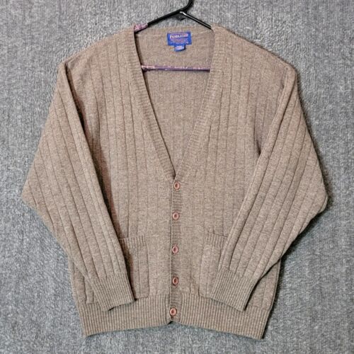 Vintage Pendleton Sweater Mens Small Brown 100% Lambswool Cardigan