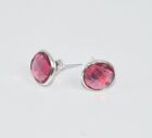 925 solid sterling silver faceted pink rose quartz citrine mixstone stud earring