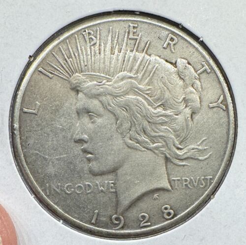 New ListingRAW 1928 P Peace Silver Dollar US $1 90% Silver Coin KEY DATE