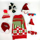 Lot Pet Dog Puppy Cat Christmas Clothes Santa Hat Beanie Scarf Bowtie Small Bell