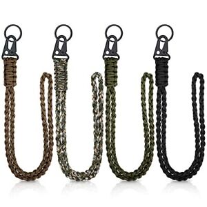 4Pack Heavy Duty Paracord Lanyard Necklace Whistles 550 Keychain Braided Lanyard