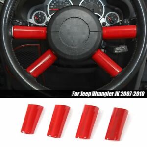Interior Steering Wheel Cover Trim Decor For 2007-2010 Jeep Wrangler JK JKU Red