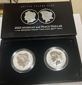 ⭐️ 2023 Morgan & Peace Dollar 2 Coin Set Reverse Proof Coins- w/OGP ⭐️