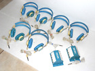 6 VINTAGE 1970's TELEX 610-1 HEADSETS & 2 CONNECTION BOXES AVIATION FAA WORKS
