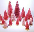 16pc ULTIMATE PINK & RED MIni Miniature Sisal Bottle Brush Xmas Trees Set Lot