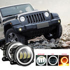 Pair 4 Inch Round LED Fog Lights Driving Lamps Halo for Jeep Wrangler JK TJ LJ (For: More than one vehicle)