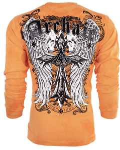 Archaic By Affliction Men's T-Shirt Long Sleeve LUSTROUS Skull Biker S-3XL