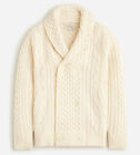 NWT J Crew 100% Wool Shawl Collar Irish Aran Fisherman Cardigan Sweater in Ivory