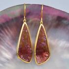 Earrings Plume Agate Cabochon with 18K Gold Vermeil over Sterling Silver 8.49 g