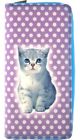 MLAVI CUTE CAT PURPLE POLKA DOT LARGE ZIPPER WALLET VEGAN FAUX LEATHER BW-CAT016