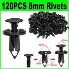 120PCS 8mm Bumper Clips Retainer Auto Car Plastic Rivets Fastener Fender Push (For: More than one vehicle)