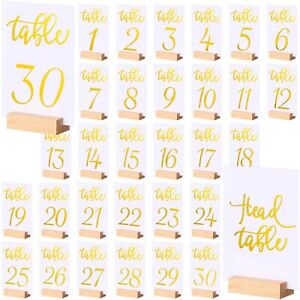 30 Sets Wedding Table Numbers Gold Table Numbers 1-30 for Wedding Reception w...