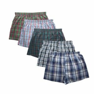 3 Pack Boxer Shorts Men Trunk Plaid Checker Trunk Shorts Underwear Lot Cotton