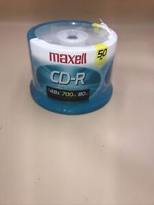 New Maxell CD-R  50pk Spindle 700mb Recordable Data CD Discs - Factory Sealed