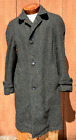 Harris Tweed Coat Vtg Charcoal Men 46 Handwoven Scottish Pure Wool Overcoat FLAW