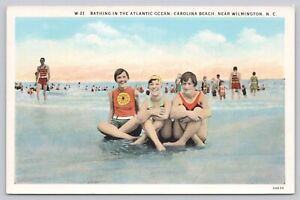 Postcard Bathers In The Atlantic Ocean Carolina Beach North Carolina Unposted