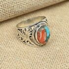 Boho Oyster Turquoise Gemstone Ring 925 Sterling Silver Men's Ring All Size R260