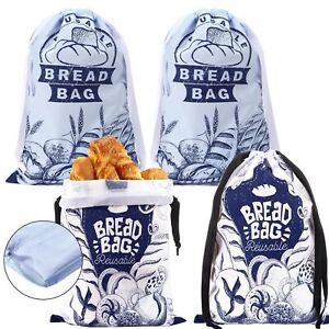 4 Packs Bread Bags for Homemade Reusable Freezer Bread Storage Bag Large Sour...