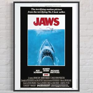 ‘JAWS’ Steven Spielberg Original 1975 Film Poster, Vintage Reprint 30”x40”