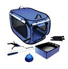 Extra Large Cat Travel Carrier - Collapsible/Portable Cat Car Cage with Blue