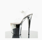 Lightly Used Pleasers Clear Strap & Chrome Platform Stiletto 8in Heels (Size 7)