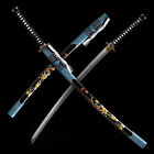 Clay Tempered L6 Steel Blade Full Tang Japanese Samurai Katana Sword Choji Hamon