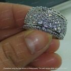 3Ct Round Cut Lab Created Diamond Ring Band 14k White Gold Plated Silver Cluster