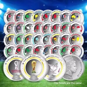 Qatar set 35 coins  World Cup official colorful commemorative coin set, 2022,UNC